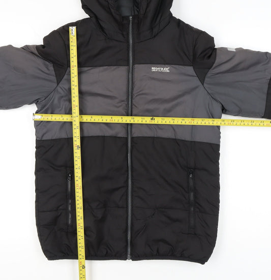 Regatta Boys Black Grey 14 Years Puffer Jacket Hooded Winter Coat
