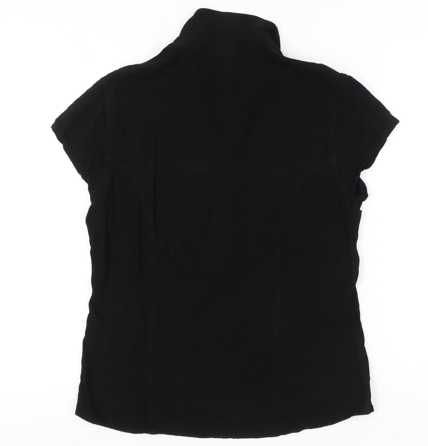 Identiti Womens Black Button-Up Shirt 2XL Short Sleeve Collared