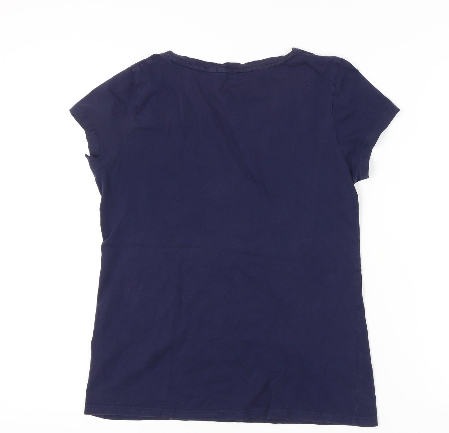 Yb by bsn Womens Blue XL T-Shirt Scoop Neck Casual Cotton