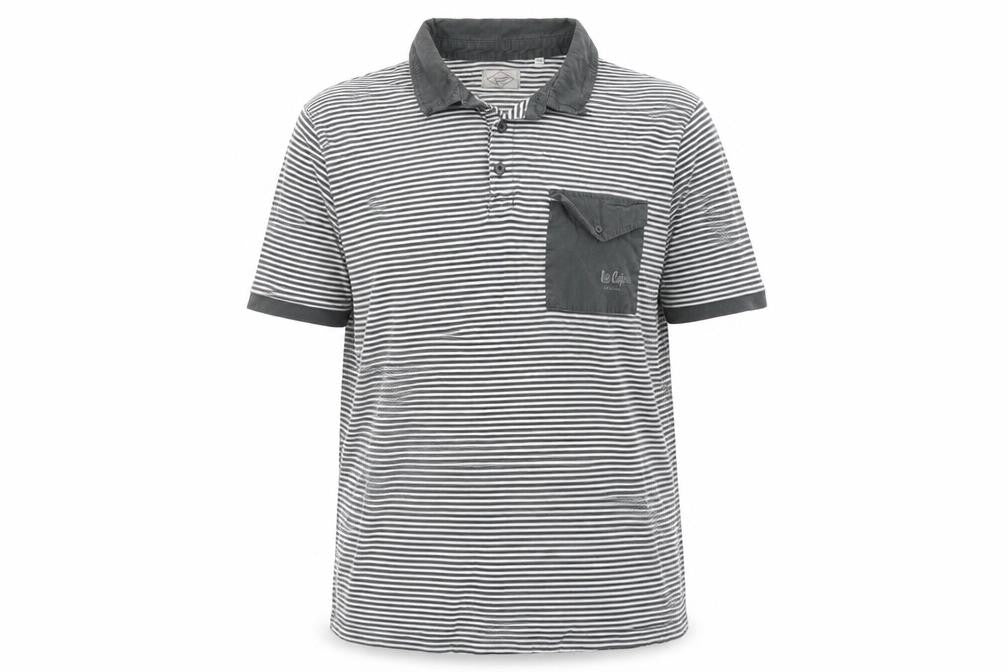Lee Cooper Men’s Grey Striped Cotton Polo Shirt UK 3XL Casual