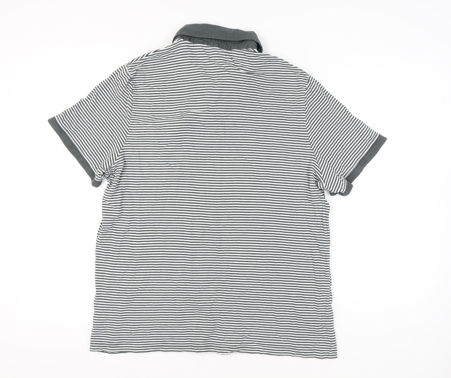 Lee Cooper Men’s Grey Striped Cotton Polo Shirt UK 3XL Casual