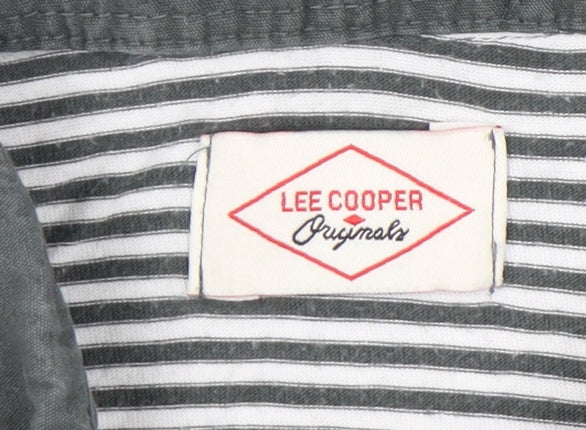 Lee Cooper Men’s Grey Striped Cotton Polo Shirt UK 3XL Casual