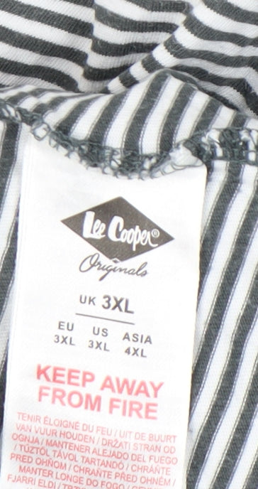 Lee Cooper Men’s Grey Striped Cotton Polo Shirt UK 3XL Casual