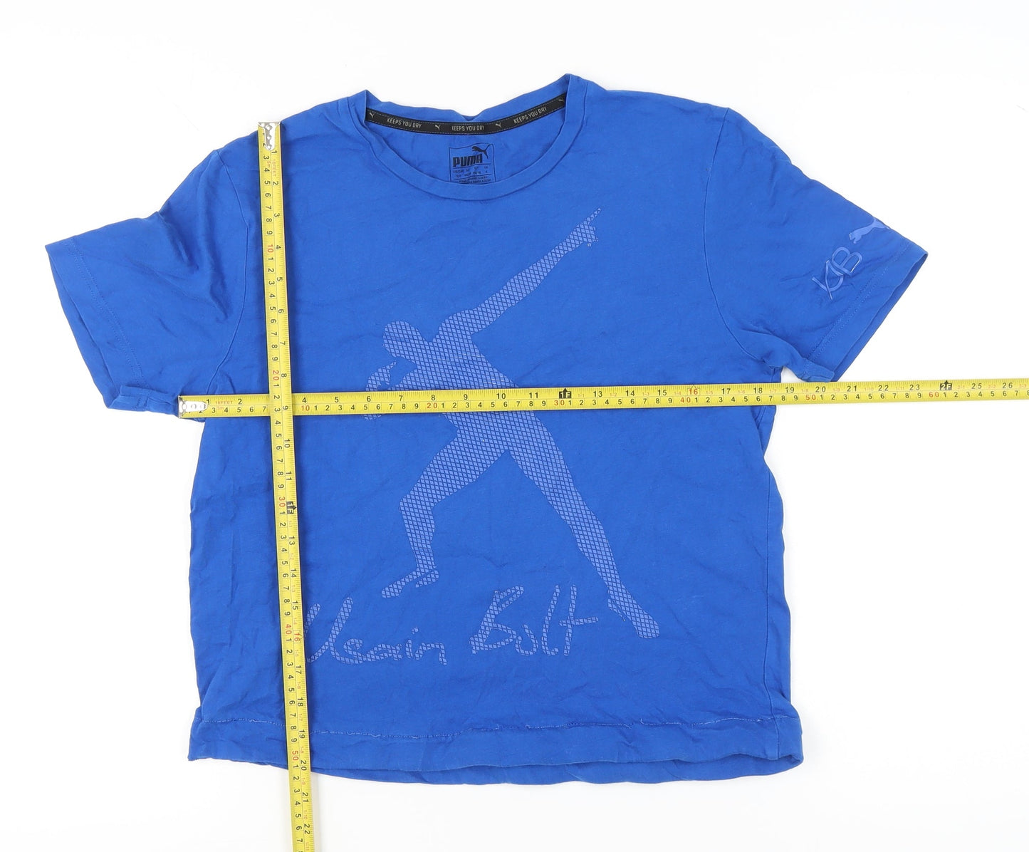 Puma Unisex Blue Graphic Usain Bolt T-Shirt Size S Casual Sports