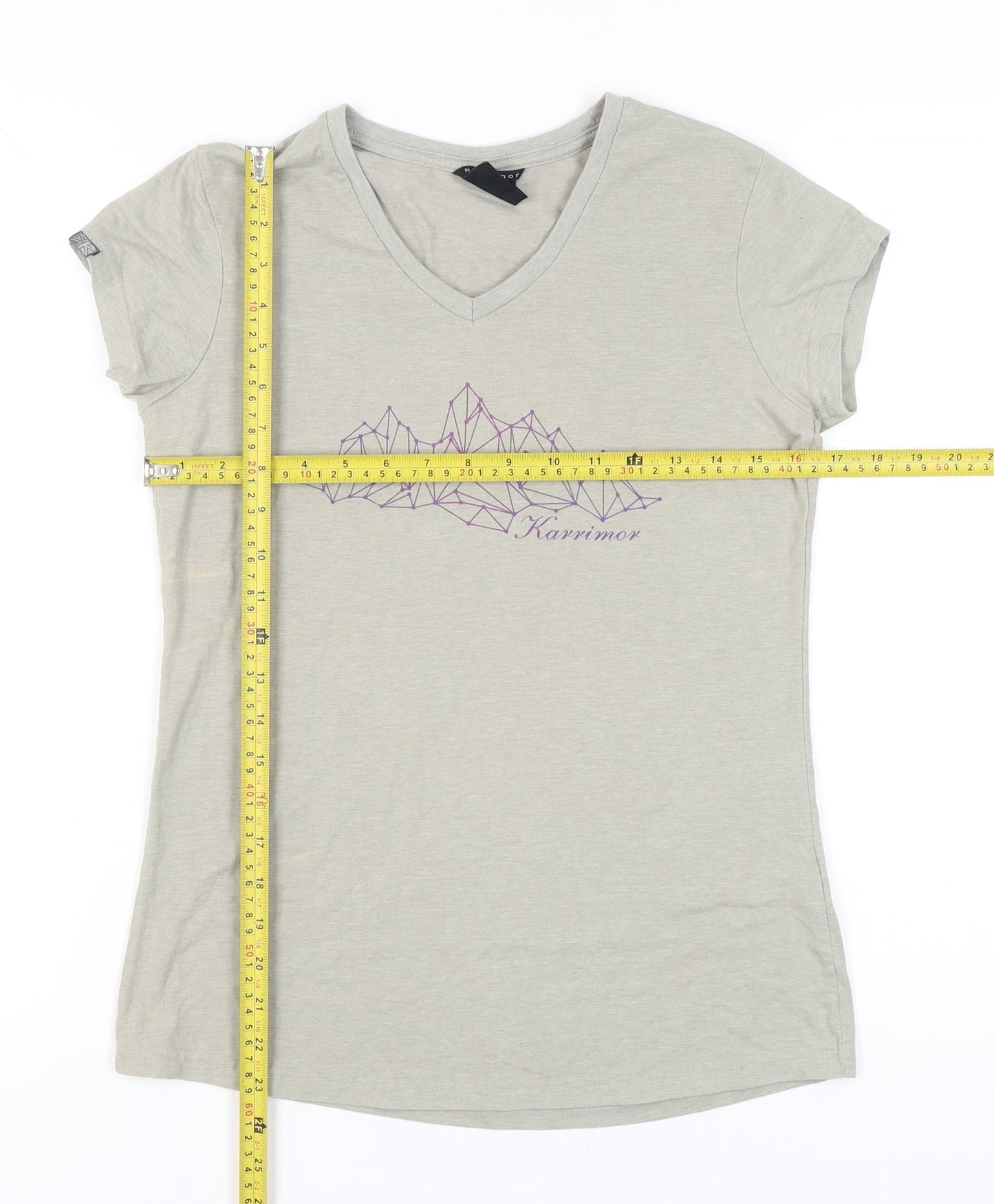 Karrimor Womens Grey V-Neck T-Shirt Size 10 Short Sleeve Outdoor
