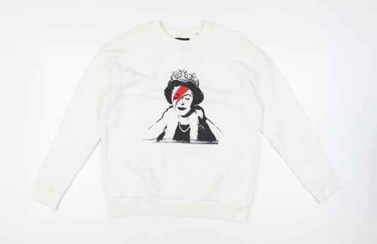 George Women’s White Graphic Print Sweatshirt Size 12-14 M