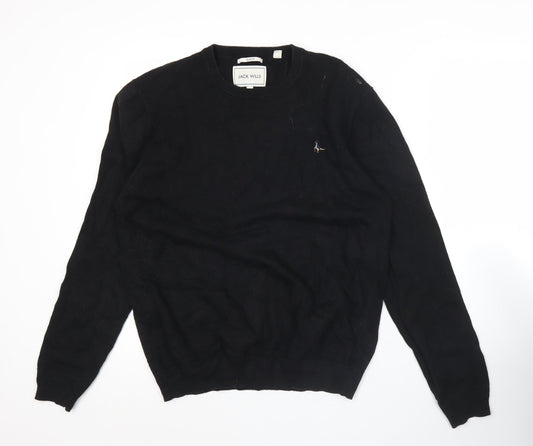Jack Wills Mens Black XL Slim Fit Cotton Blend Crew Neck Jumper