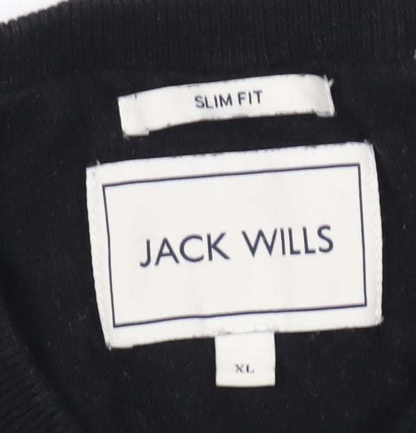Jack Wills Mens Black XL Slim Fit Cotton Blend Crew Neck Jumper