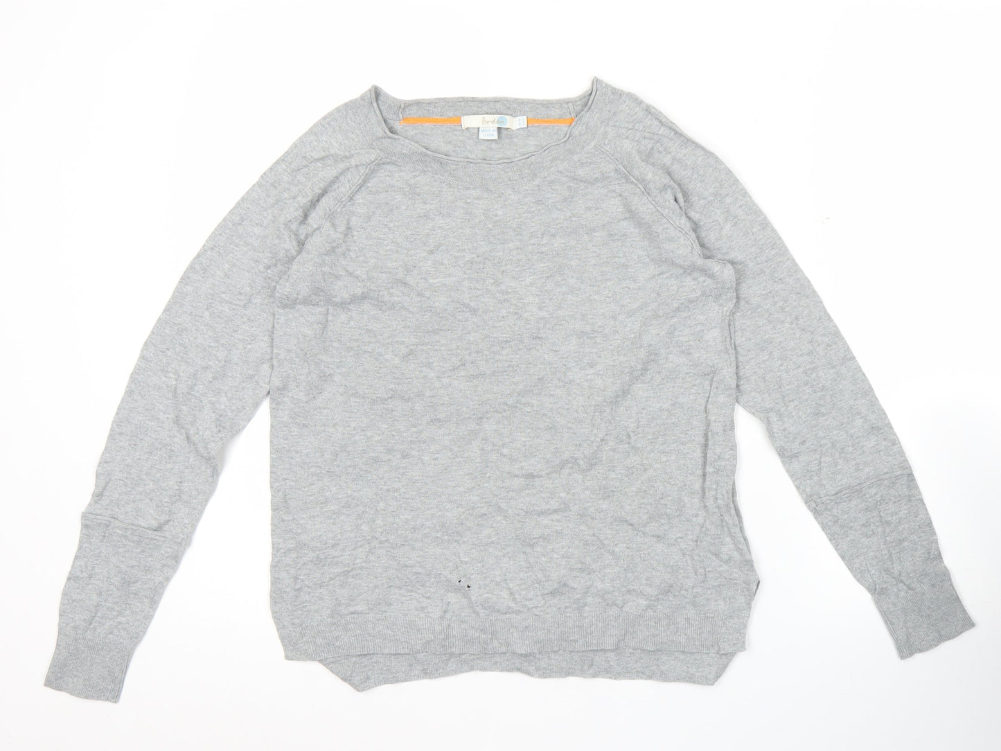 Boden Womens Grey Cotton Long Sleeve Crew Neck Top UK 10