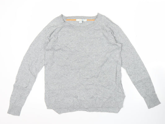 Boden Womens Grey Cotton Long Sleeve Crew Neck Top UK 10