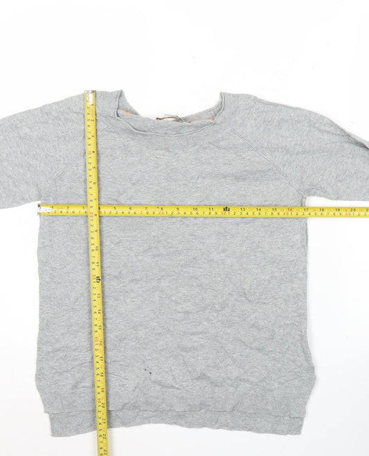 Boden Womens Grey Cotton Long Sleeve Crew Neck Top UK 10