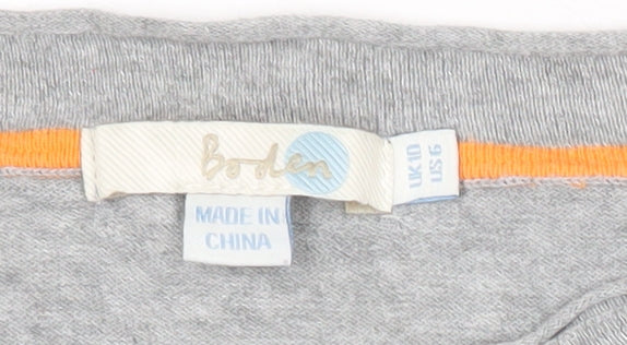 Boden Womens Grey Cotton Long Sleeve Crew Neck Top UK 10