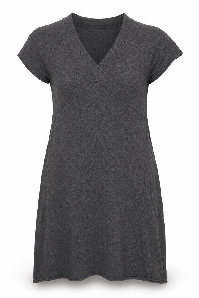 Woolworths Women’s Grey Knit Shift Dress Size 12 V-Neck Casual