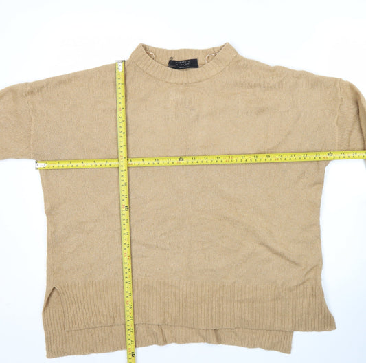 AllSaints Women’s Beige Merino Wool Mock Neck Jumper UK 8