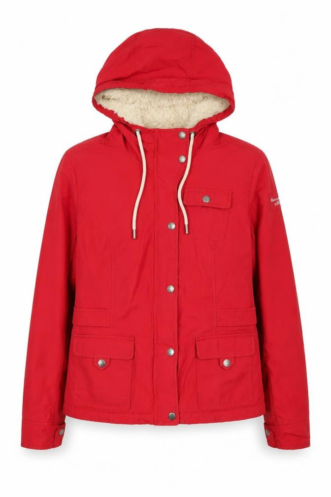 Womens UK Size L Regular Abercrombie & Fitch Red Cotton Blend Jacket