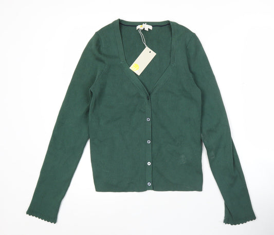 Boden Women’s Green Cotton V-Neck Cardigan Size 16 Long Sleeve Knit