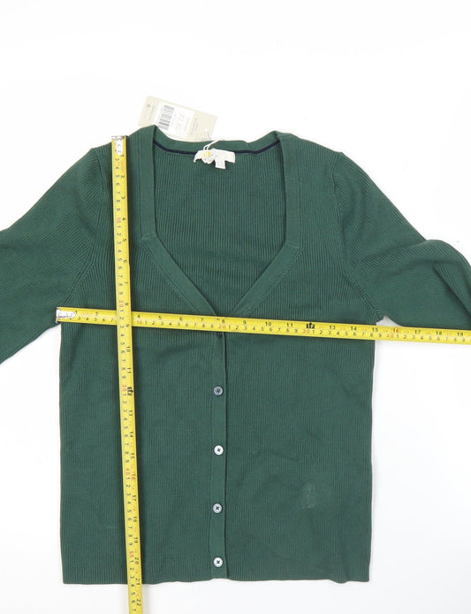 Boden Women’s Green Cotton V-Neck Cardigan Size 16 Long Sleeve Knit