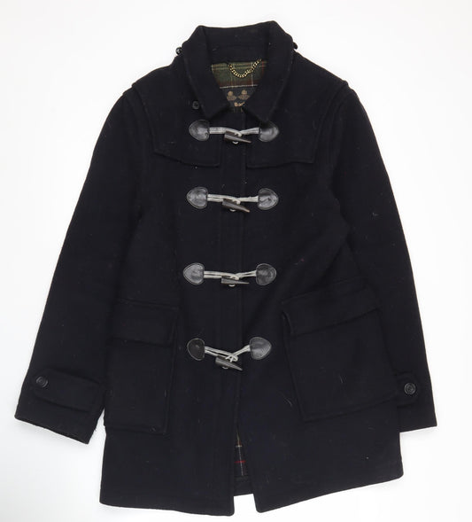 Barbour Womens Black Wool Duffle Coat UK 14 Mid-Length Toggle