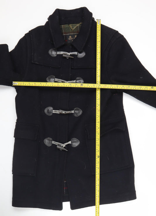 Barbour Womens Black Wool Duffle Coat UK 14 Mid-Length Toggle