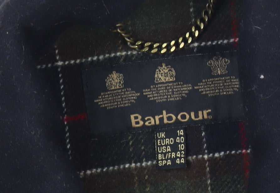 Barbour Womens Black Wool Duffle Coat UK 14 Mid-Length Toggle