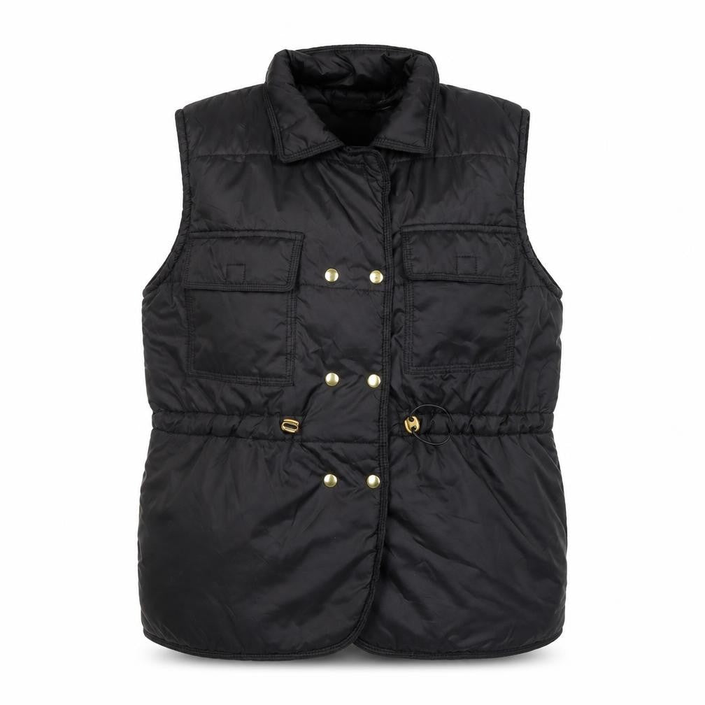 Oro Miss Womens Black Sleeveless Waistcoat Bodywarmer S