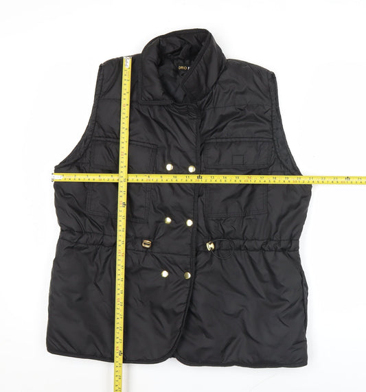 Oro Miss Womens Black Sleeveless Waistcoat Bodywarmer S