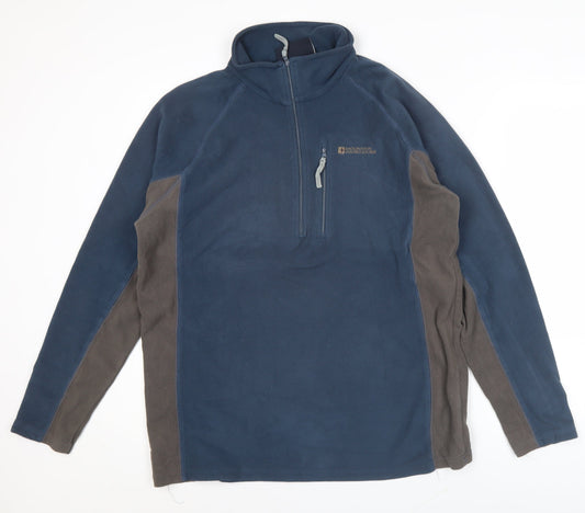 Mountain Warehouse Men’s Blue Brown Fleece Pullover Sweatshirt M