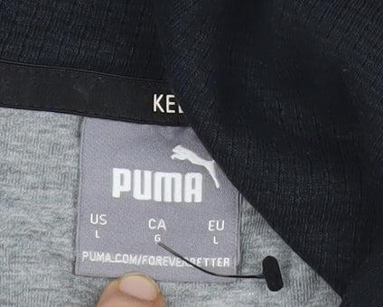 Puma Men's Grey Black Pullover Hoodie L Regular Fit Sportswear