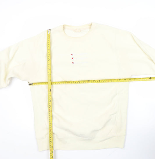 Champion Men’s Ivory Medium Pullover Sweatshirt Crew Neck Logo