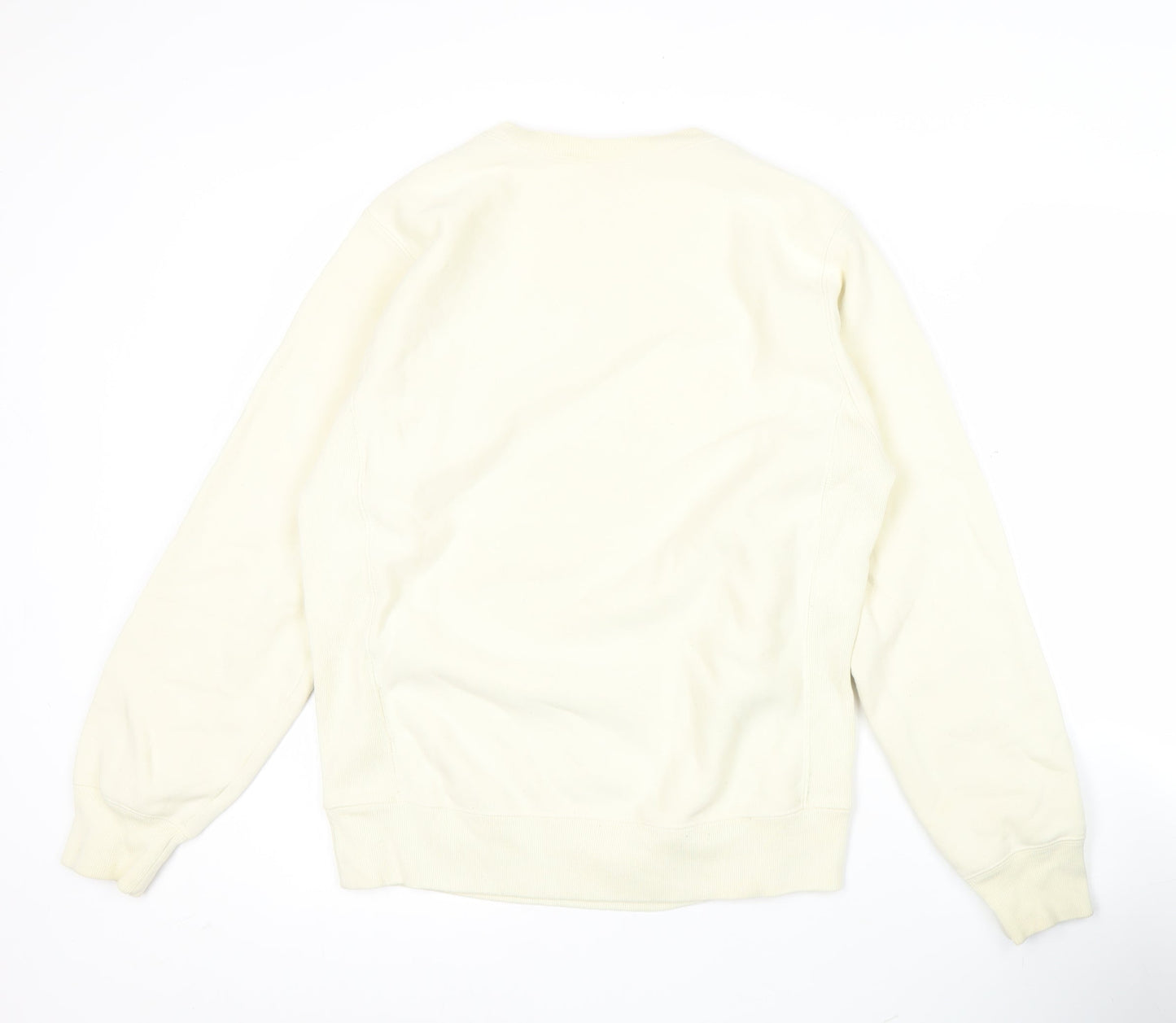 Champion Men’s Ivory Medium Pullover Sweatshirt Crew Neck Logo
