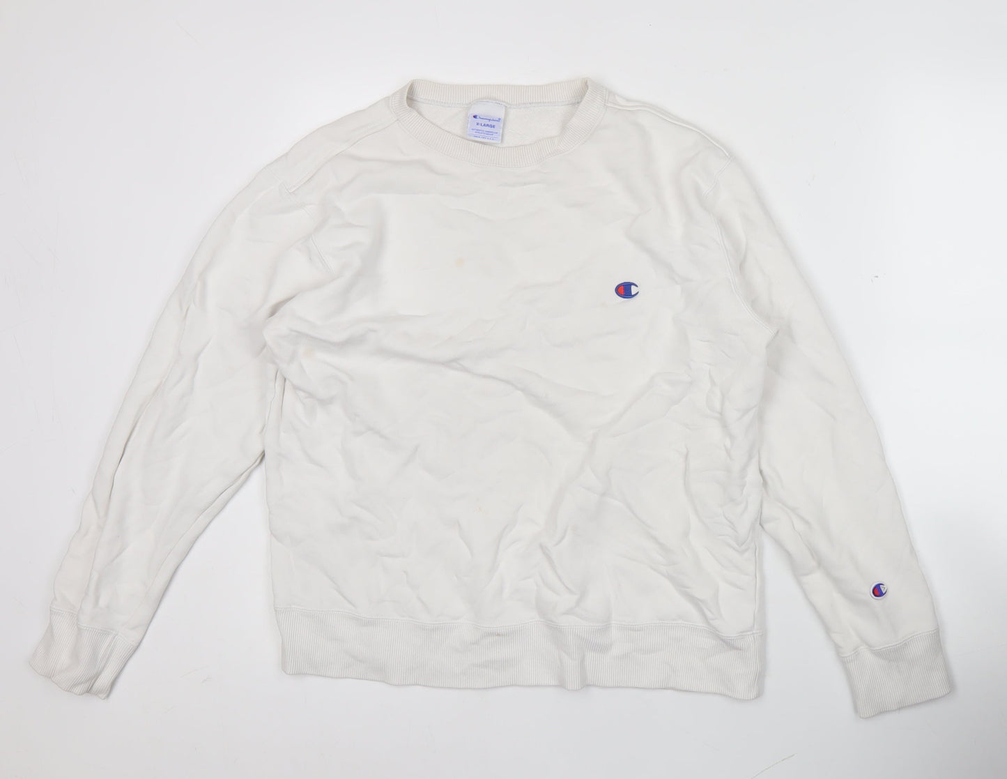 Champion Men’s White XL Pullover Sweatshirt Crew Neck Logo