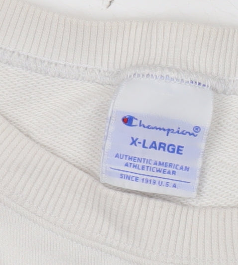 Champion Men’s White XL Pullover Sweatshirt Crew Neck Logo