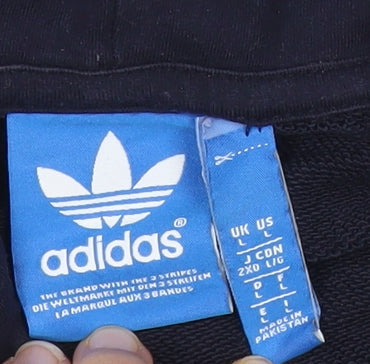 Adidas Mens Blue Full Zip Hoodie L Sports Logo Hooded Sweatshirt