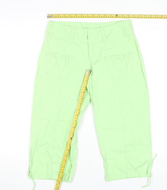 WilliWear Womens Green Cotton Capri Trousers Size 6 Lightweight