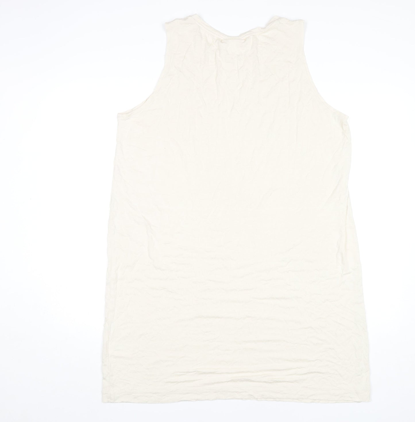 Monki Women Ivory Midi Tank Dress XL Sleeveless Viscose Casual