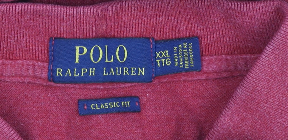 Ralph Lauren Men's Red 2XL Classic Fit Cotton Polo Shirt