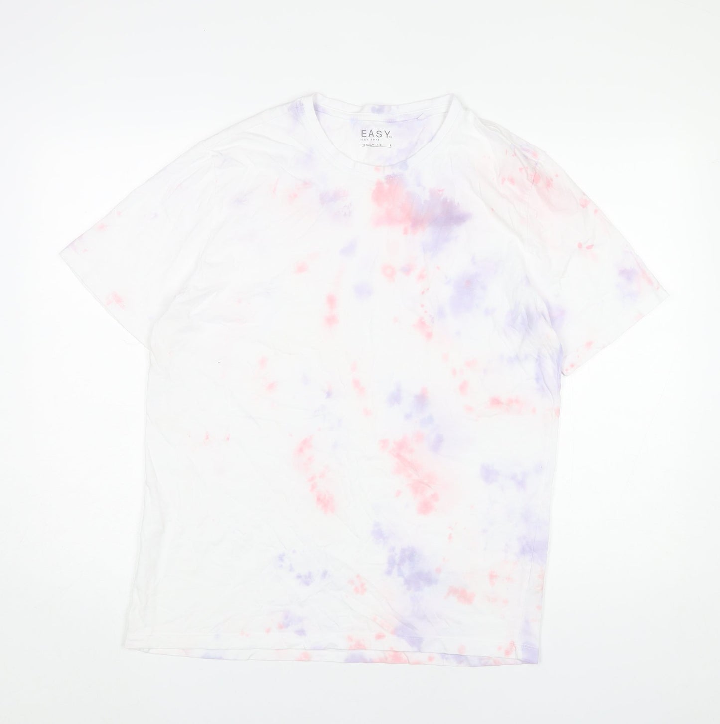 EASY Men’s Multicoloured Tie Dye Cotton T-Shirt Size L Regular Fit