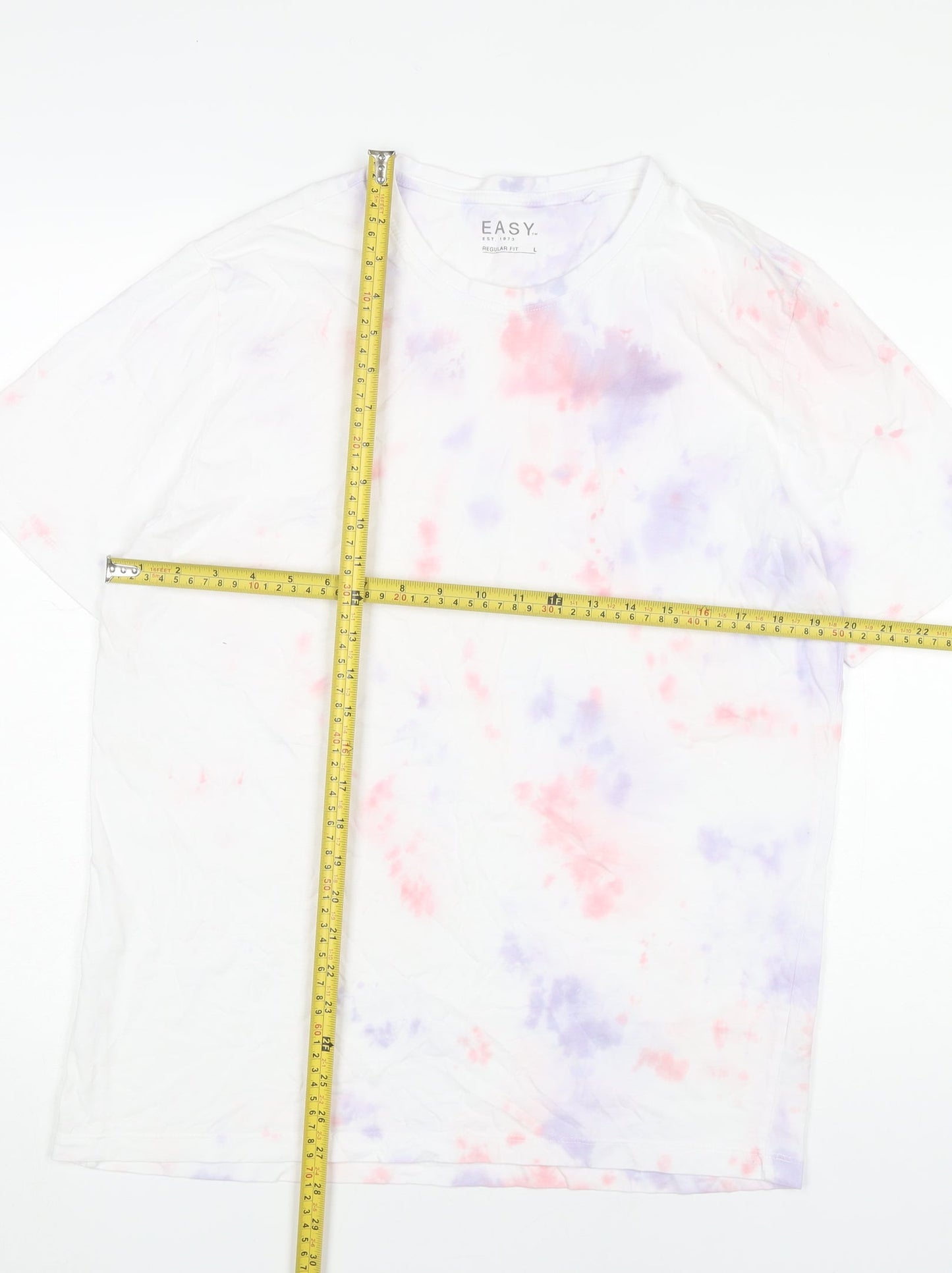 EASY Men’s Multicoloured Tie Dye Cotton T-Shirt Size L Regular Fit