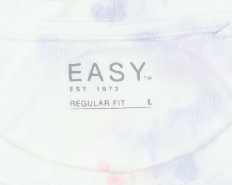 EASY Men’s Multicoloured Tie Dye Cotton T-Shirt Size L Regular Fit