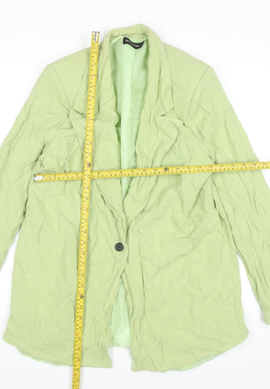 PrettyLittleThing Women’s Green Blazer UK 12 Linen Viscose Workwear