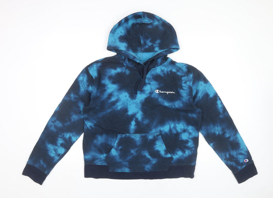 Champion Unisex Adults Blue Tie Dye Pullover Hoodie L Regular Fit