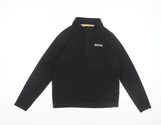Regatta Boys Black Fleece Pullover Sweatshirt 11-12 Years 1/4 Zip Outdoor