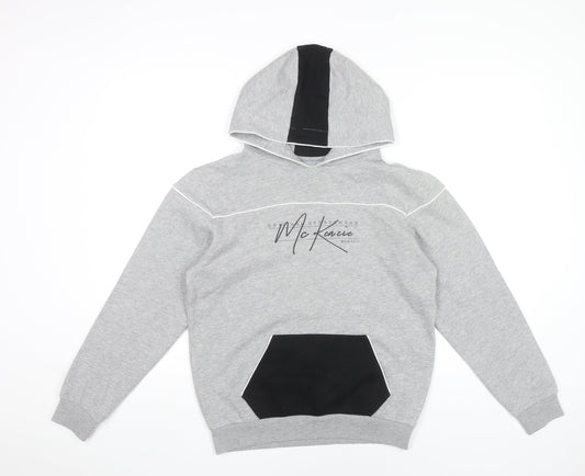 McKenzie Boys Grey Hoodie 13-15 Years Pullover Logo Sportswear