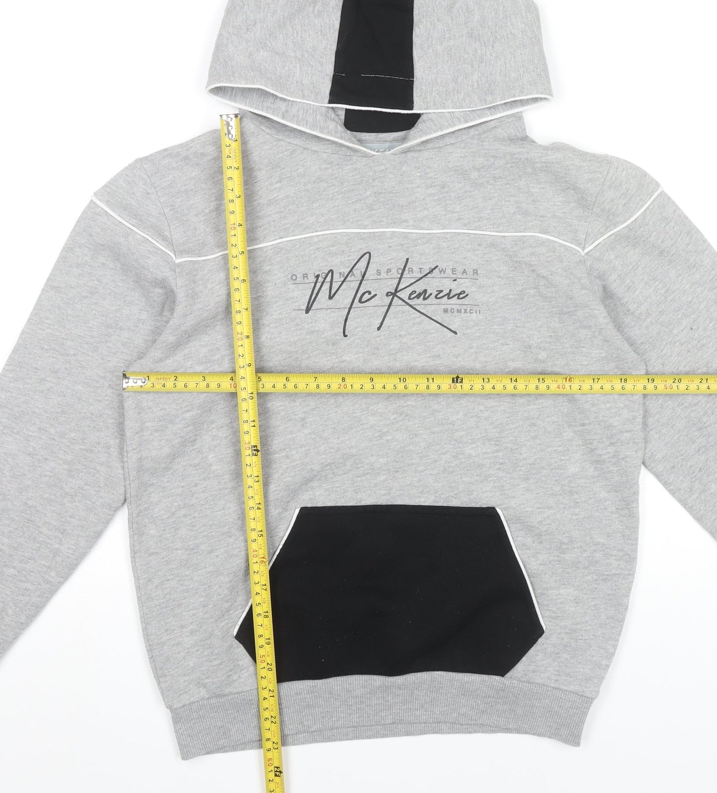 McKenzie Boys Grey Hoodie 13-15 Years Pullover Logo Sportswear