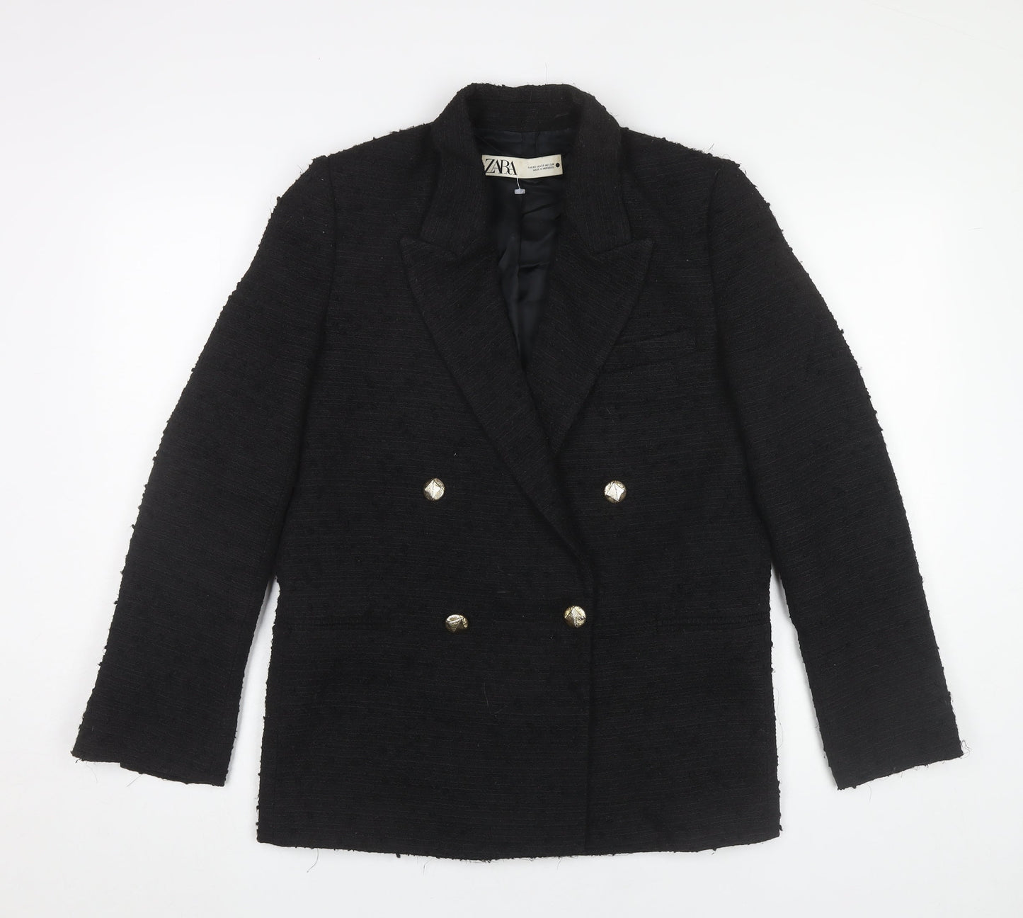 Zara Womens Black Blazer XS Mid-Length Classic Button Jacket