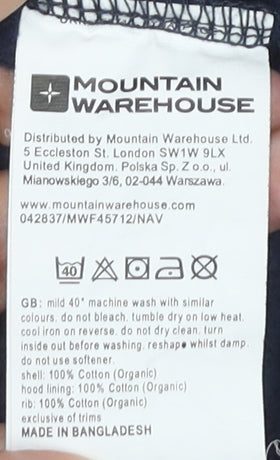 Mountain Warehouse Women’s Blue Hoodie UK 12 Cotton Pullover