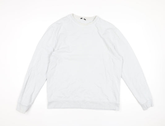 Reiss Men's White Cotton Crew Neck Pullover Sweatshirt Size L