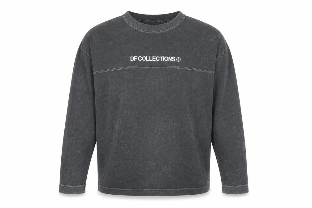 ASOS Design Men’s Black Long Sleeve Cotton Crew Neck Logo T-Shirt Size M