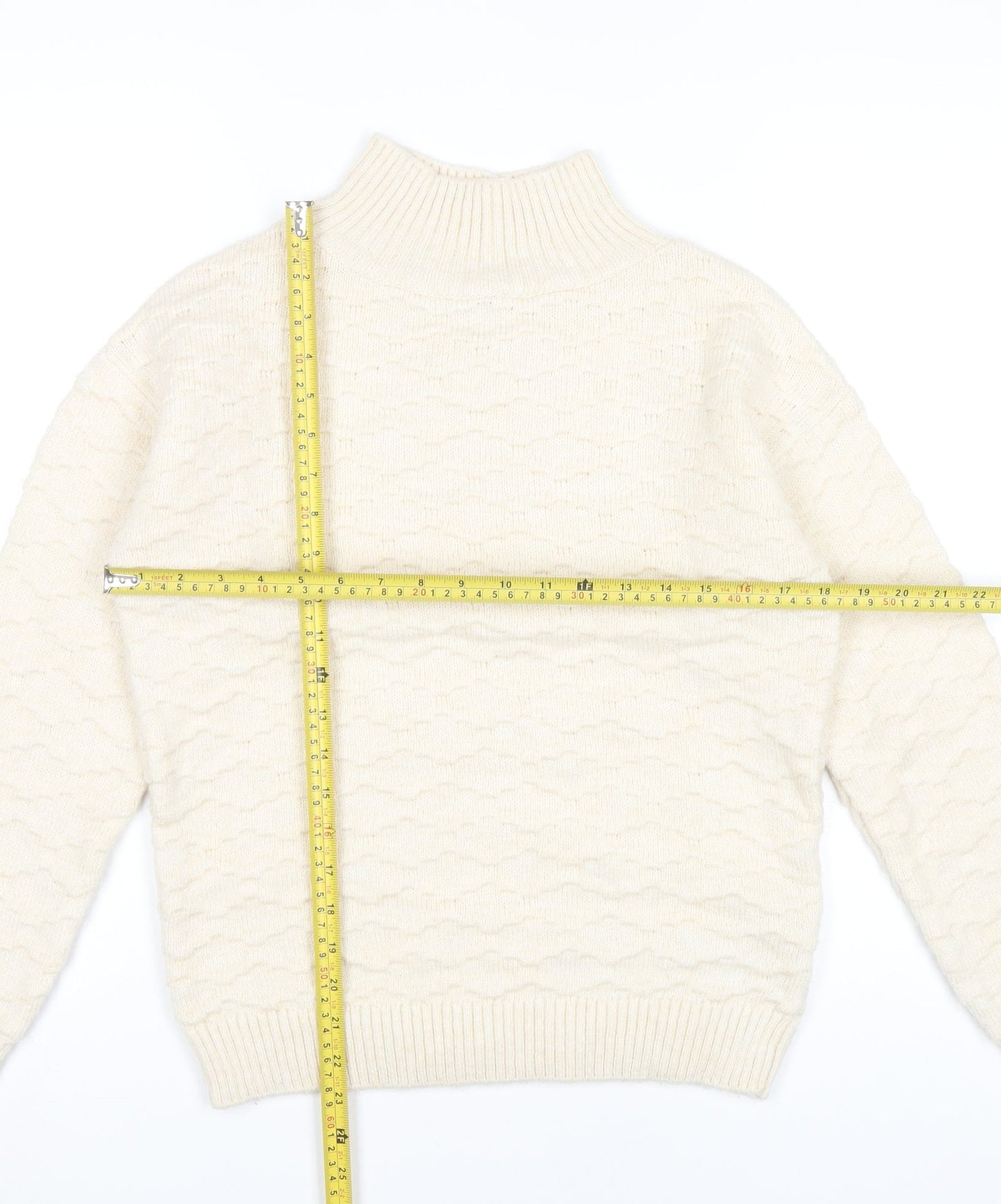 Next Women’s Ivory Mock Neck Knit Jumper XS Long Sleeve