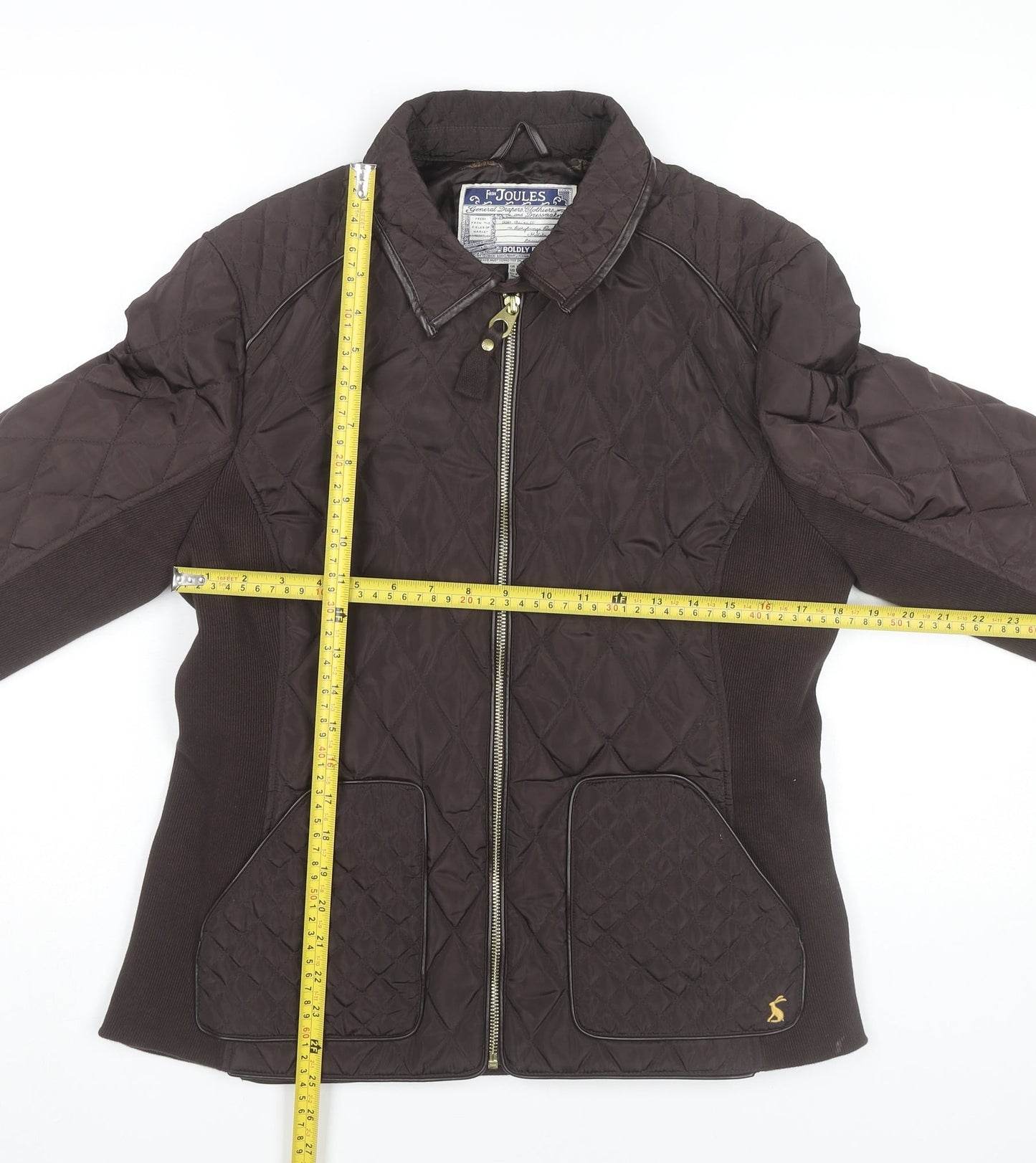 Joules Womens Brown Quilted Mid-Length Jacket Size 16